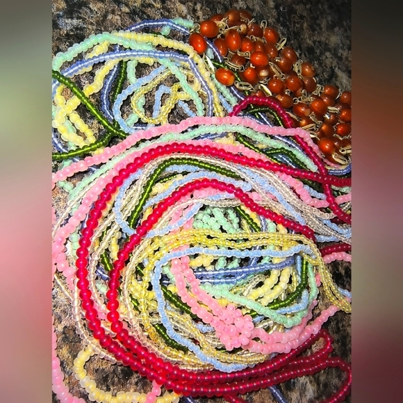 Accessories - Multicolor Beaded Necklace Set diy craft beads necklaces sets pink blue green